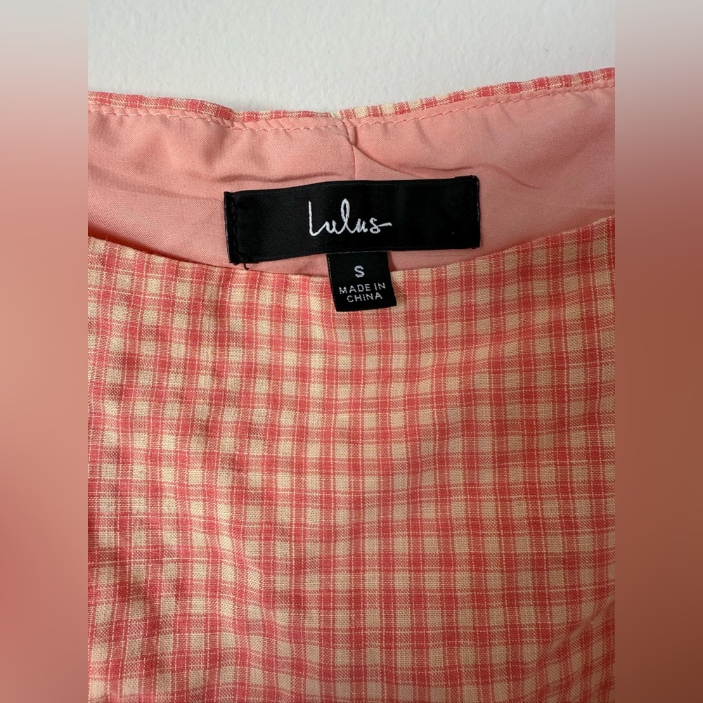 Lulus Blushin' Babe Pink Gingham Ruched Puff Sleeve Top - Picture 7 of 17